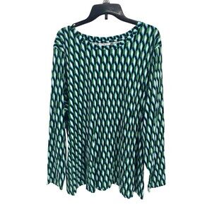 Diane Von Furstenberg For Target Crewneck Arrow Geo Green Long Sleeve Top 4X NEW